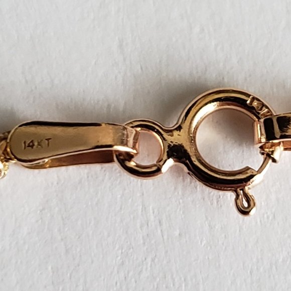 **SOLD**14K Solid Rose Gold Chain---w/W. Topaz (CZ?)Pendant - Picture 7 of 10